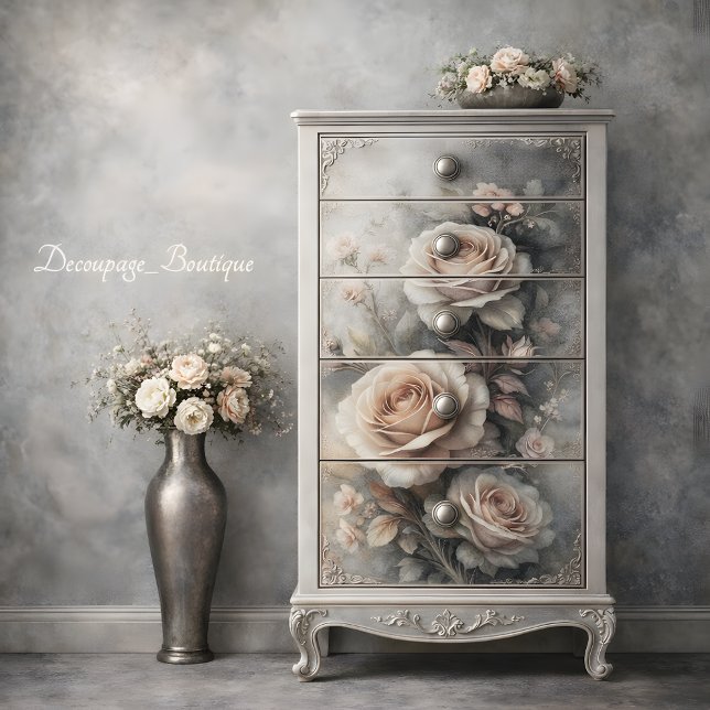 Papel De Seda Clásico Decoupage Rose Glow (Classic Rose Glow Decoupage Tissue Paper Mockup)