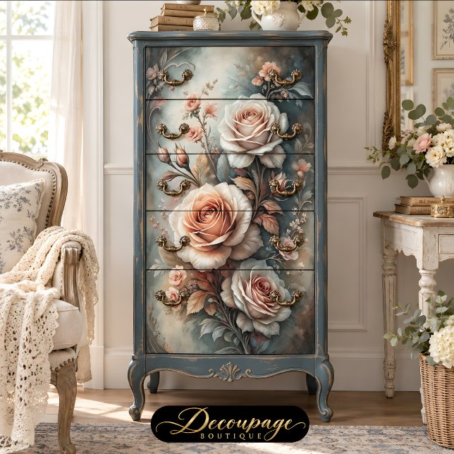 Papel De Seda Clásico Decoupage Rose Glow (Classic Rose Glow Decoupapge Tissue Paper)