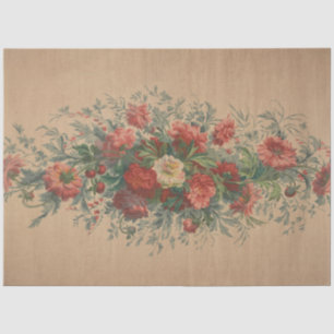 Papel De Seda Clásico del Patrón Floral Antiguo del Siglo XIX