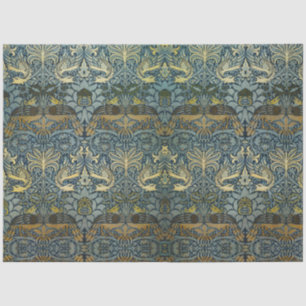 Papel De Seda Clásico Dragón Pavo Real William Morris