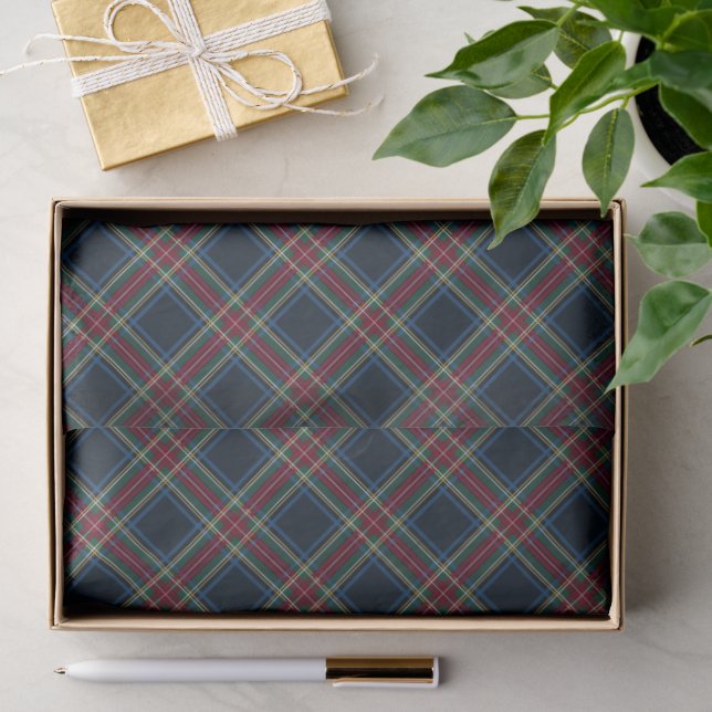 Papel De Seda Clásico estampado de Navidad de cuadros escoceses (Regalo )