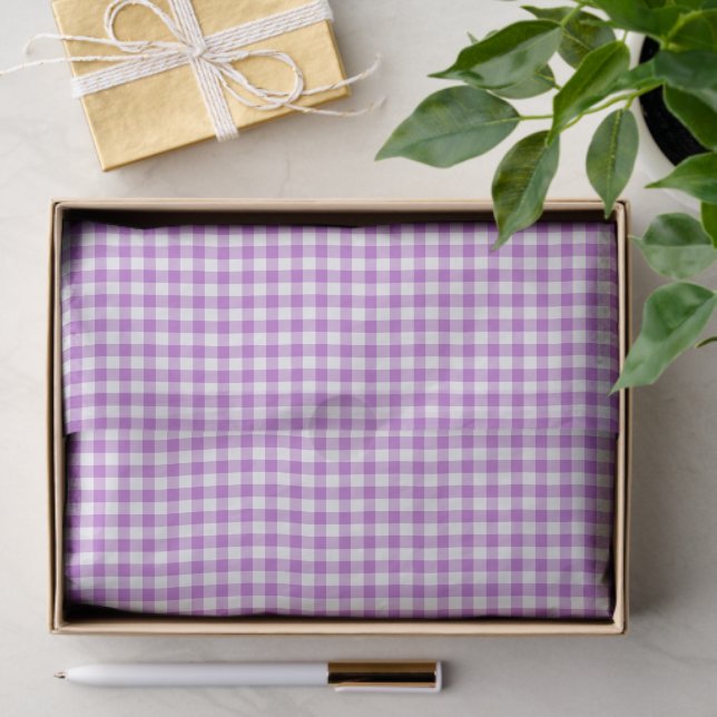Papel De Seda Clásico Gingham Orchid Purple (Regalo )