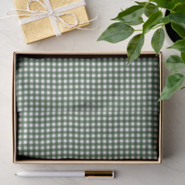 Papel De Seda Clásico Gingham Verde de Navidad