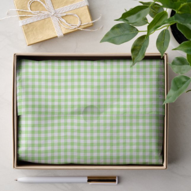 Papel De Seda Clásico Gingham Verde Primavera (Regalo )