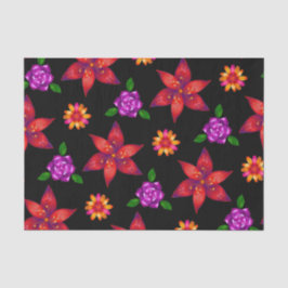Papel De Seda Clásico Moda de patrón floral de libertad negra y