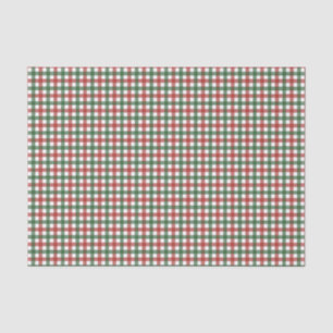 Papel De Seda Clásico Navidad Cuadros de Gingham Rojo y Verde