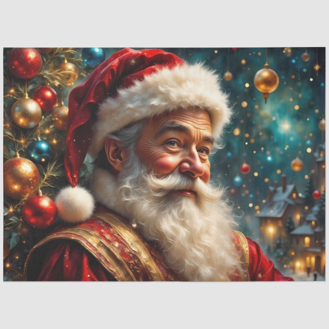 Papel De Seda Clásico Papá Noel | Santa tradicional  (Anverso)