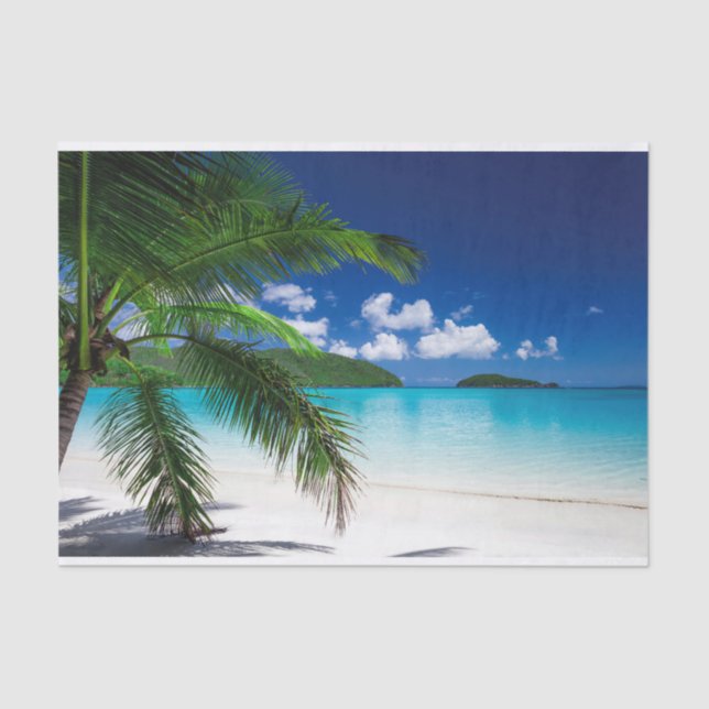 Papel De Seda Clásico paraíso de la Playa Tropical (Anverso)