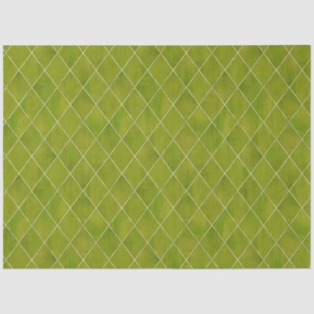 Papel De Seda Clásico patrón argyle de terciopelo verde de lujo  (Anverso)