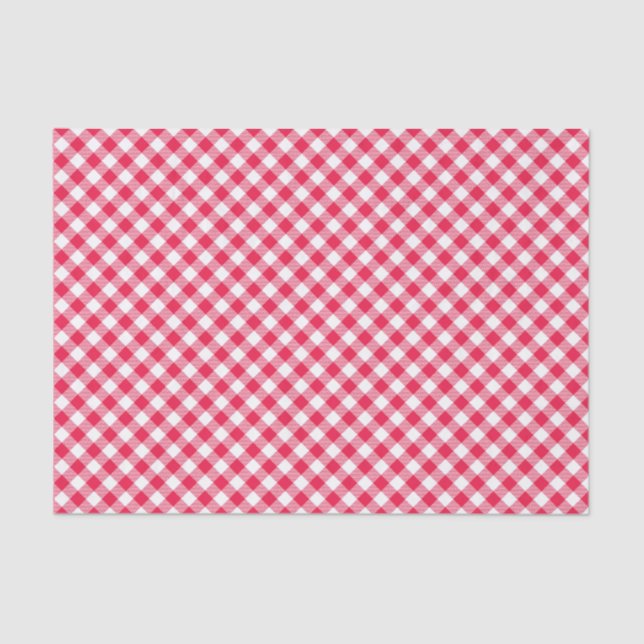 Papel De Seda Clásico patrón de gingham rojo y blanco rústico (Anverso)