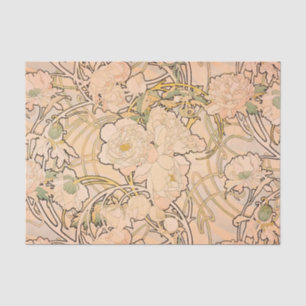 Papel De Seda Clásico patrón de jardín de peonías Art Nouveau de