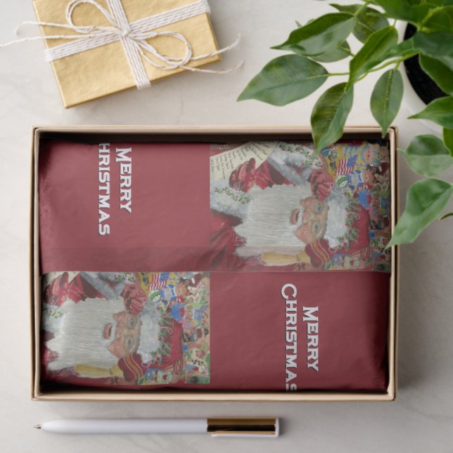 Papel De Seda Clásico Santa - Revisándolo dos veces Feliz Navida (Regalo )