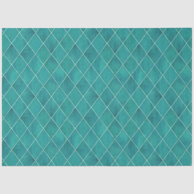 Papel De Seda Clásico Verde azulado Velvet Argyle Pattern Luxor (Anverso)