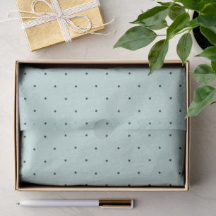 Papel De Seda Clásico Verde Menta Mini Lunares Negros Patrón