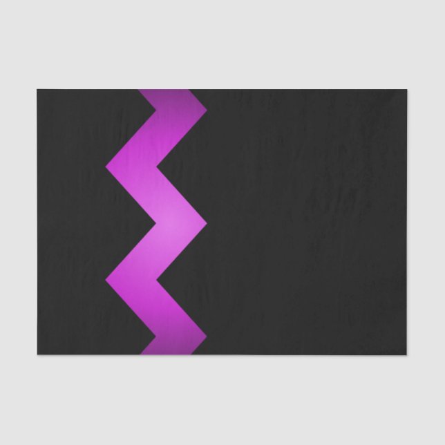 Papel De Seda Clásico Zigzag morado sobre negro (Anverso)