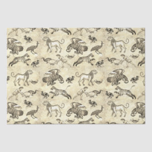 Papel De Seda Clásicos animales musulmanes romanos Beige