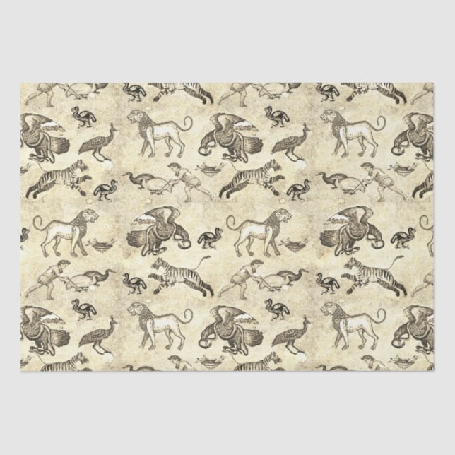 Papel De Seda Clásicos animales musulmanes romanos Beige (Anverso)