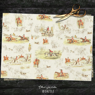 Papel De Seda Clásicos jinetes ingleses vintage con sabuesos de
