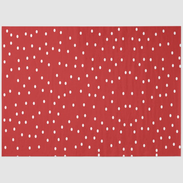 Papel De Seda Clásicos puntos de polka rojo y blanco (Anverso)