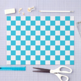 Papel De Seda Classic aqua blue checkerboard