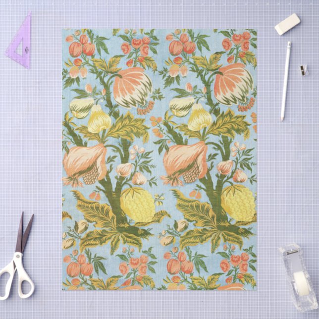 Papel De Seda Classic Baroque Floral Fruit Damask Textile (Artesanía)