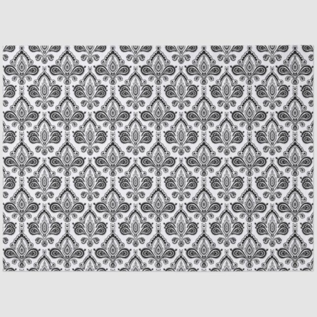 Papel De Seda Classic Black and White Damask Textile Pattern (Anverso)
