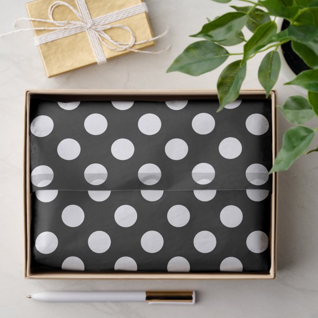 Papel De Seda Classic Black & White Large Polka Dots (Classic Black & White Large Polka Dots Tissue Paper)