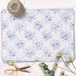 Papel De Seda Classic Blue Flowers Pattern French blue toile 