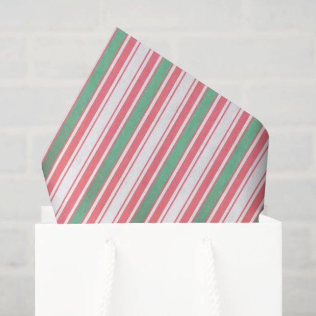 Papel De Seda Classic Christmas Green Red Stripes  (Bolsa de regalo)