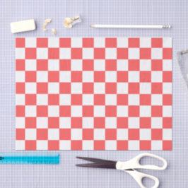 Papel De Seda Classic coral red checkerboard