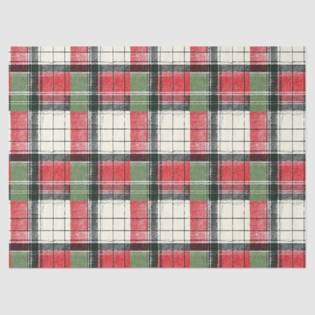 Papel De Seda Classic distressed green and red plaid (Anverso)