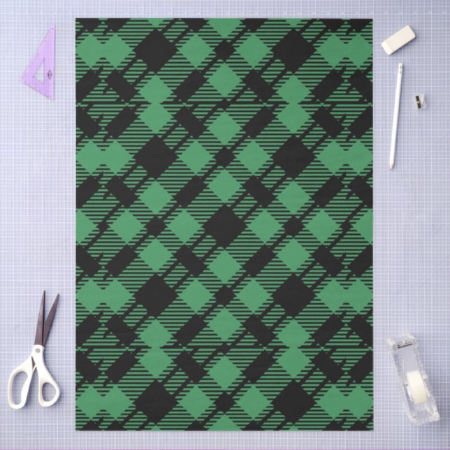 Papel De Seda Classic Holiday Green Checkered Pattern  (Artesanía)