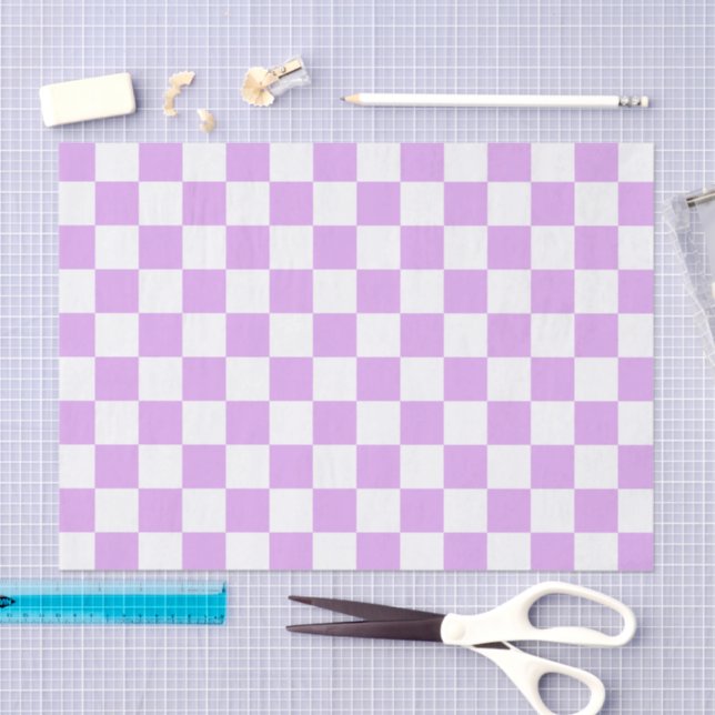 Papel De Seda Classic light lavender checkerboard  (Artesanía)