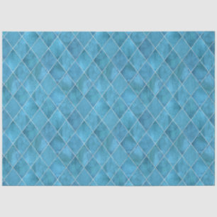 Papel De Seda Classic Ocean Blue Velvet Argyle Pattern Luxury