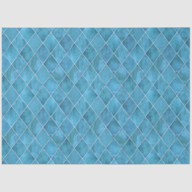 Papel De Seda Classic Ocean Blue Velvet Argyle Pattern Luxury (Anverso)