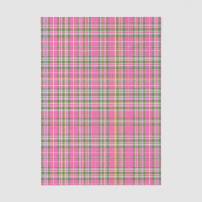 Papel De Seda Classic Pink & Green Tartan Plaid (Anverso)