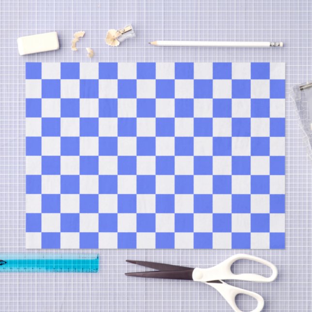 Papel De Seda Classic visual sapphire checkerboard  (Artesanía)