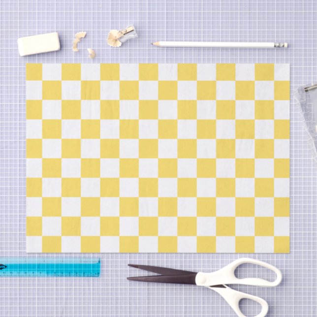 Papel De Seda Classic visual yellow checkerboard  (Artesanía)
