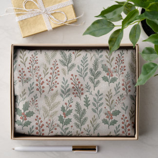 Papel De Seda Classy Botanical Poinsettia Floral Art Pattern