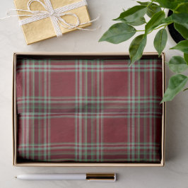 Papel De Seda Classy Vintage Red Green Textured Tartan Plaid