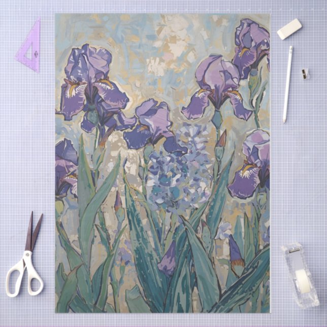 Papel De Seda Claude Monet - Lilac Irises / Iris Mauves (Artesanía)