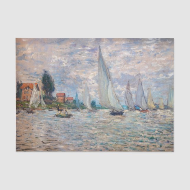 Papel De Seda Claude Monet - Regata de barcos en Argenteuil (Anverso)