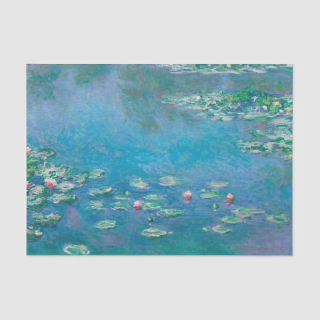 Papel De Seda Claude Monet Turquoise Decoupage Water Lilly (Anverso)