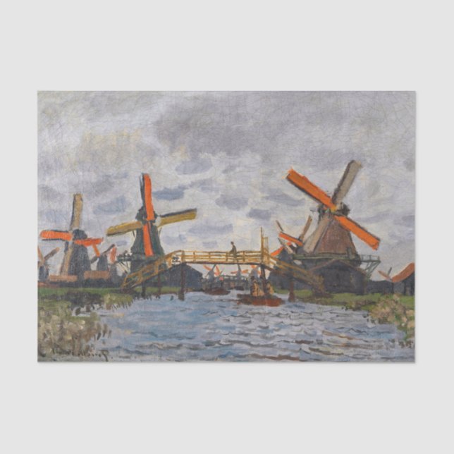 Papel De Seda Claude Monet - Windmills near Zaandam (Anverso)