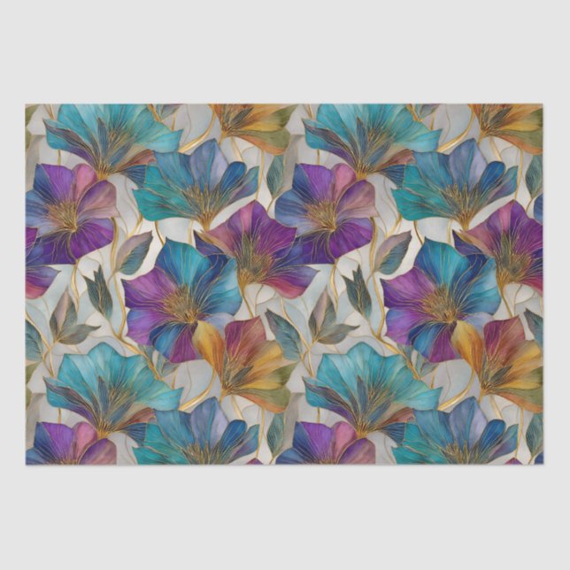 Papel De Seda Clematis morado de Art Nouveau (Anverso)