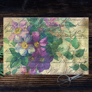 Papel De Seda Clematis Vine Handwrid Vivid Ephemera Decoupage