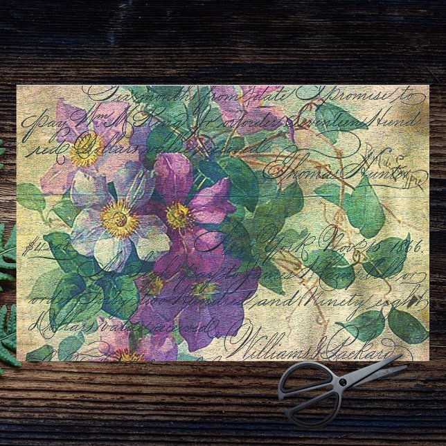Papel De Seda Clematis Vine Handwrid Vivid Ephemera Decoupage (Subido por el creador)