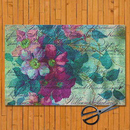 Papel De Seda Clematis Vine Handwrim Plum Ephemera Decoupage