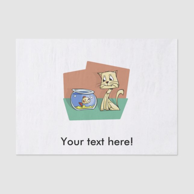 Papel De Seda Clipart de petanca de gato y peces (Anverso)