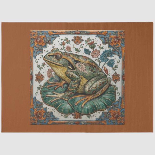 Papel De Seda Cloisonne Frog on Lily Pad Tissue & Decoupage Pape (Anverso)